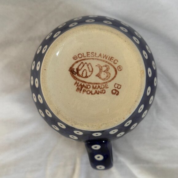 Polish Pottery Bubble Mug – Handcrafted – Blue Floral - Picture 5 of 7